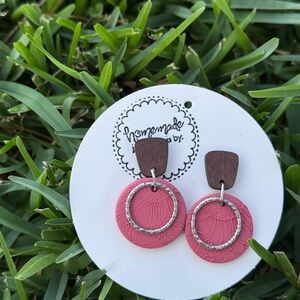 Handmade Pink and Brown Earrings